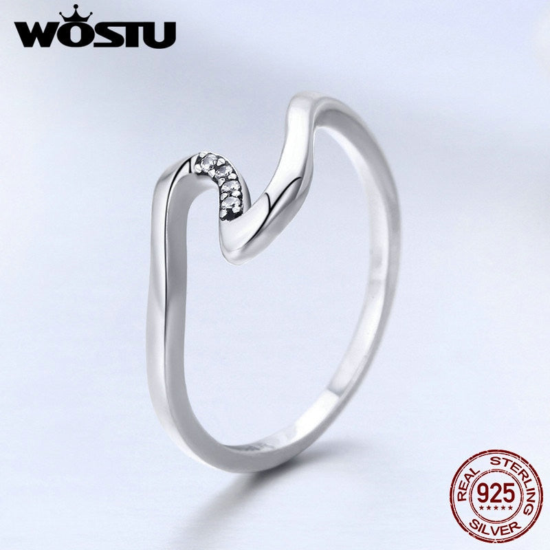 100% 925 Sterling Silver Wave Finger Rings for Women Wedding Engagement Party Sterling Silver Jewelry Gift