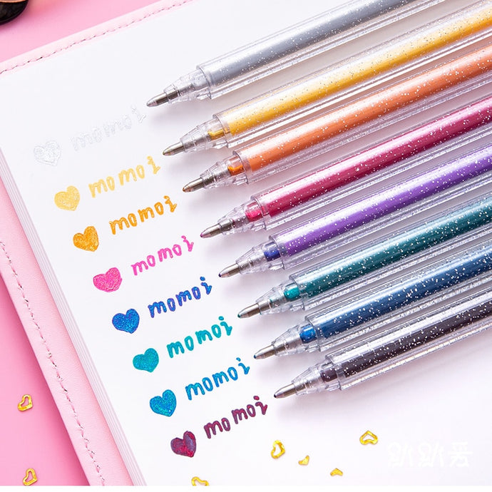 8 colors/Set Glitter Pen Highlighter Color Changing Flash Marker Gel Pens Drawing Scrapbook Album Journal DIY Stationery School OMG Shop Zone