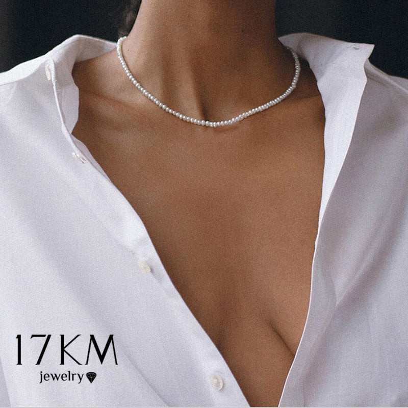 17KM Trendy Multilayered Butterfly Pearl Necklace For Women Fashion Sun Star Gold Pearl Choker Necklaces 2021 Trend Jewelry Gift DSers