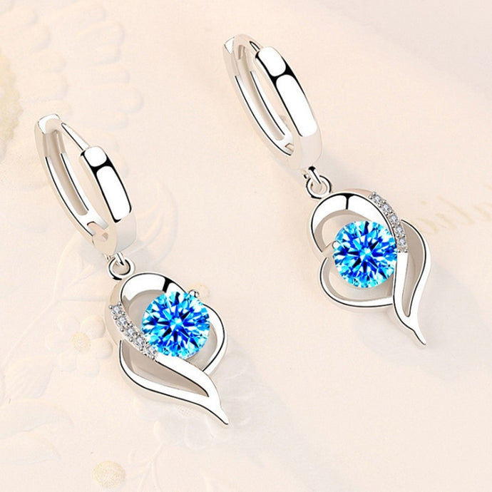 925 Sterling Silver Crystal Zircon High Quality Drop Earrings DSers