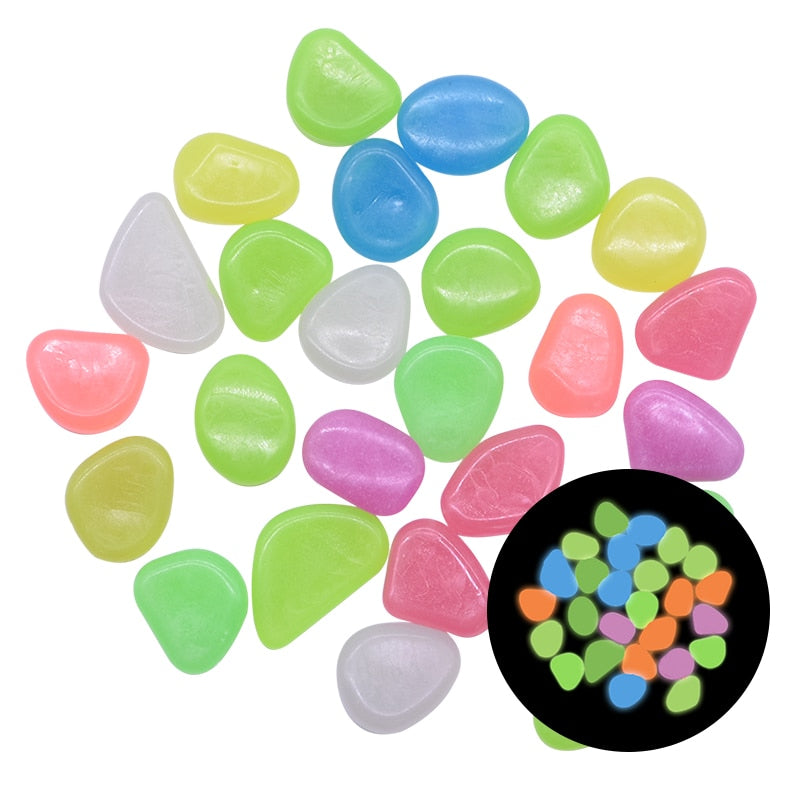 25/50pcs Glow in the Dark Garden Pebbles Glow Stones Rocks for Walkways Garden Path Patio Lawn Garden Yard Decor Luminous Stones DSers