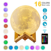 Lade das Bild in den Galerie-Viewer, 16 Color Changing Rechargeable   LED Night Light with 3D Moon Print OMG Shop Zone
